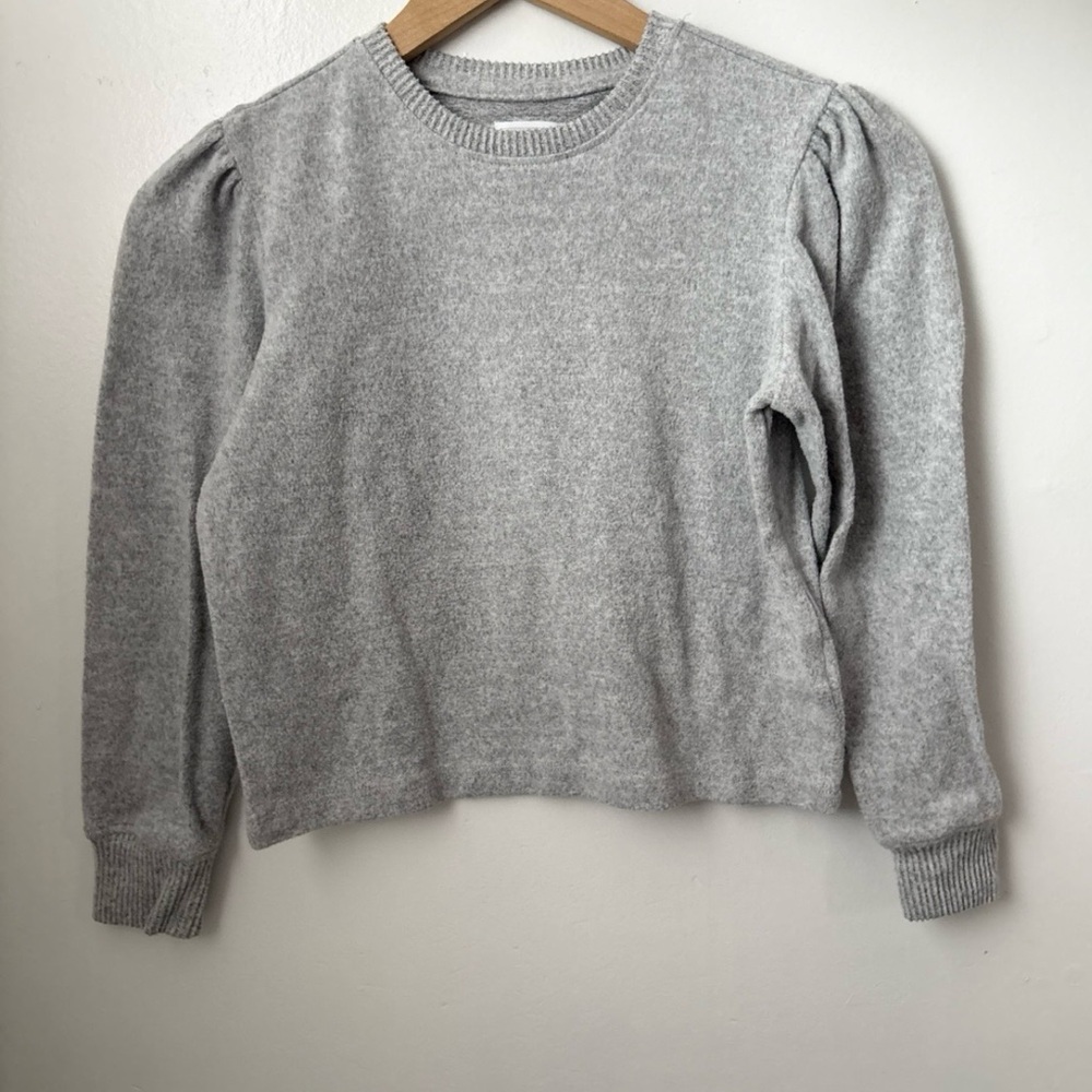 girls gray puff long sleeve sweater